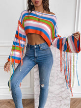 Load image into Gallery viewer, Rainbow Fringe Ultra-Short Loose Crop Knit Sweater | NCS
