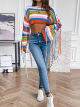 Load image into Gallery viewer, Rainbow Fringe Ultra-Short Loose Crop Knit Sweater | NCS
