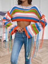 Load image into Gallery viewer, Rainbow Fringe Ultra-Short Loose Crop Knit Sweater | NCS
