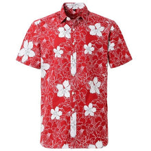 Load image into Gallery viewer, Red Hibiscus Hawaiian Cotton Short Sleeve Shirt
