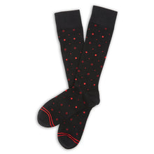Load image into Gallery viewer, Red / Black Mixed Dot Dress Socks
