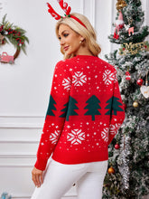 Load image into Gallery viewer, Red Christmas Tree Jacquard Pullover Sweater | NCS
