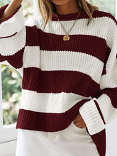 Load image into Gallery viewer, Relaxed Round Neck Striped Bell Sleeve Sweater | NCS
