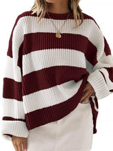 Load image into Gallery viewer, Relaxed Round Neck Striped Bell Sleeve Sweater | NCS
