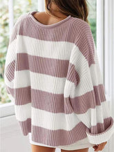 Load image into Gallery viewer, Relaxed Round Neck Striped Bell Sleeve Sweater | NCS
