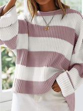 Load image into Gallery viewer, Relaxed Round Neck Striped Bell Sleeve Sweater | NCS
