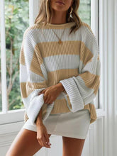 Load image into Gallery viewer, Relaxed Round Neck Striped Bell Sleeve Sweater | NCS
