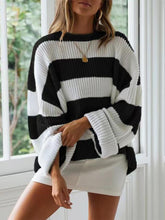 Load image into Gallery viewer, Relaxed Round Neck Striped Bell Sleeve Sweater | NCS
