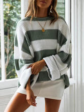 Load image into Gallery viewer, Relaxed Round Neck Striped Bell Sleeve Sweater | NCS

