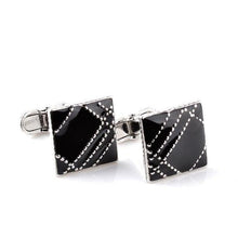 Load image into Gallery viewer, Retro Square Black and Silver Cufflinks
