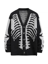 Load image into Gallery viewer, Retro Skull Printed Long Sleeve Cardigan Sweater | NCS
