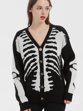 Load image into Gallery viewer, Retro Skull Printed Long Sleeve Cardigan Sweater | NCS
