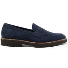 Load image into Gallery viewer, 16-657-NVY ROMA Italian Suede Penny Loafers Navy

