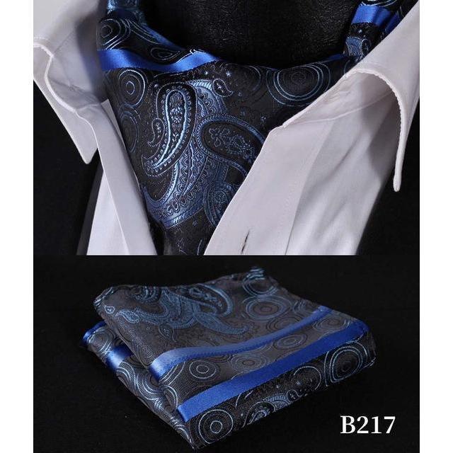 Royal Blue Silk Ascot/Cravat Tie & Handkerchief