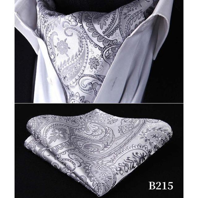 Royal Grey Silk Ascot/Cravat Tie & Handkerchief
