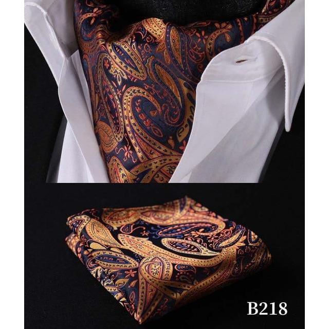 Rustic Luxury Paisley Silk Ascot/Cravat Tie & Handkerchief