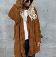 Load image into Gallery viewer, Double Fleece Plush Hooded Cardigan Jacket Women
