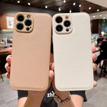 Load image into Gallery viewer, Trendy Slim Leather Case with Full Protection Luxury Leather Textured Case for iPhone 11 12 13 Soft Shockproof Cover Leather Case Compatible with iPhone 12 13 Pro Max Elegant Phone Case
