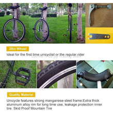 Load image into Gallery viewer, 28" Unicycle with Brakes, Extra Large Heavy Duty Men Teens Boys Balance Bike, for Tall People Height 160-195Cm /63"-77"
