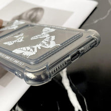 Load image into Gallery viewer, Transparent Butterfly Pattern Case For iPhone 14 Plus 13 12 11 Pro Max X XR XS Max Soft Card Slot Pocket Holder Wallet Cover Cute Butterfly Glitter Clear Phone Case Protective Cover With Card Holder
