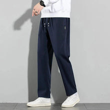 Load image into Gallery viewer, Ice Silk Men's Pants 2025 Summer New Black Gray Thin Business Casual Pants Outdoor Elastic Breathable Straight Leg Sweatpants
