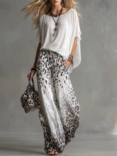 Load image into Gallery viewer, Chiffon Puff-Sleeve Top &amp; Wide-Leg Pants Set – 15 Colors
