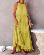Load image into Gallery viewer, Elegant Apricot Ruffle Maxi Dress
