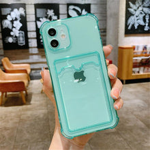 Load image into Gallery viewer, Simple Clear Silicone Wallet Case for iPhone 14 13 12 11 Pro XS Max X XR Shockproof Lens Protection Card Cover Shockproof Soft Bumper Clear Case Classic Stylish Case

