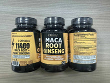 Load image into Gallery viewer, Black + Red + Yellow Maca Root Ginseng Extract Supplement for Men and Women, Natural Energy Support, Stamina, Focus
