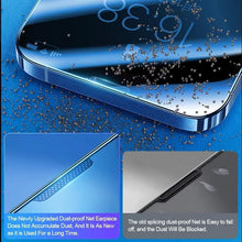 Load image into Gallery viewer, 2PCS Alloy Dust Net Tempered Glass for Iphone 14 13 12 11 Pro XS MAX XR Screen Protector for IPhone 13Mini 14Plus Protective Glass  Full Edge-to-Edge Screen Protection Glue Tempered Glass for iPhone
