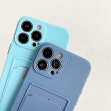 Load image into Gallery viewer, White Luxury Card Holder Phone Case for iPhone 13 12 Pro Wallet Soft Back Cover Shockproof  Cute Protective Case for iPhone Cute Case With Card Holder
