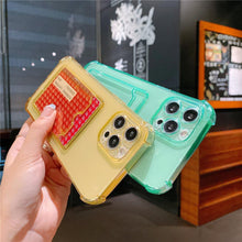 Load image into Gallery viewer, Transparent Card Slot Holder Case for iPhone 13 11 12 14 Pro Max Mini Clear Shockproof Soft Wallet Cover Clear Phone Case with Card Holder Slim Protective Soft Shock Absorbing Case with Card Holder
