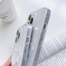 Load image into Gallery viewer, Transparent Cute Heart Pattern Phone Cases For iPhone 13 14 Pro Max Simple Luxurious Love Gradient Silicon Wallet Cover Card Holder Shockproof Bumper Protective Cover

