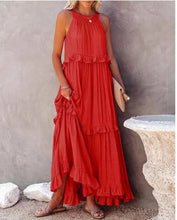 Load image into Gallery viewer, Elegant Apricot Ruffle Maxi Dress
