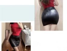 Load image into Gallery viewer, Black Slim Imitation Leather Pencil Mini Skirt High Waist Sexy Fashion Korean Short Skirts Women Wholesale Summer Sweet
