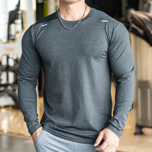 Load image into Gallery viewer, Men's Sports Fitness Long Sleeve Outdoor Badminton Quick Dry Training Shirt Casual Thin Running Top Bodybuilding Sportswear
