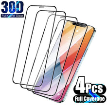 Load image into Gallery viewer, 4pcs Full Cover Tempered Glass For Iphone 11 13 12 Pro Max Mini Xs X Xr Screen Protector On Iphone 7 8 Plus 6 6s Se 2020 Glass Guard Screen Protector For Iphone
