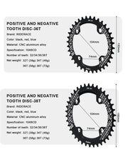 Load image into Gallery viewer, RIDERACE Bicycle Crank Chainring 104BCD Round Shape Narrow Wide 32T/34T/36T/38T Mountain Bike Crankset Chainwheel Single Plate
