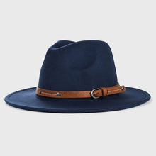 Load image into Gallery viewer, Unisex Wool Fedora – Flat-Brim Felt Hat for Fall &amp; Winter
