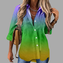 Load image into Gallery viewer, 🎭 Mardi Gras Women's V-Neck Long Sleeve Carnival Print Shirt
