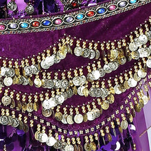 Load image into Gallery viewer, 1PC New Style Belly Dance Belt Newest Multi-color Glass Silk Velvet Dancing Belt Scarf Crystal BellyDance Waist Chain Hip Scarf

