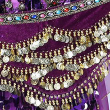 Load image into Gallery viewer, 1PC New Style Belly Dance Belt Newest Multi-color Glass Silk Velvet Dancing Belt Scarf Crystal BellyDance Waist Chain Hip Scarf
