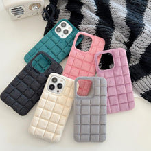 Load image into Gallery viewer, Fashion Fur Winter Warm Plush Square Lattice Solid Color Phone Case For iPhone 14 13 12 11 Pro Max Plus Fluffy Back Cover Case Silicon Soft Fluffy Furry Shockproof Protective Phone Case for iPhone
