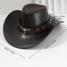 Load image into Gallery viewer, Unisex Vintage Faux Leather Western Cowboy Hat Outdoor Gentleman Cowgirl Jazz Cap Sombrero Hombre
