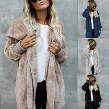 Load image into Gallery viewer, Double Fleece Plush Hooded Cardigan Jacket Women
