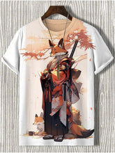 Load image into Gallery viewer, Samurai Cat Graphic T-Shirt – Japanese Style 3D Print Men's Tee
