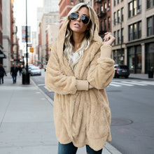Load image into Gallery viewer, Double Fleece Plush Hooded Cardigan Jacket Women

