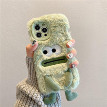 Load image into Gallery viewer, 3D Cute Hairy Fluffy Fur Plush Winter Warm Phone Case For iPhone 14 13 12 11 Pro Max Plus Soft Cartoon Back Cover  Cute Fuzzy Furry Case Fashion Luxury Case
