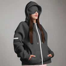 Load image into Gallery viewer, Women's Oversized Hoodies: Multi-Pocket Eyemask Sweatshirt
