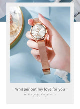 Load image into Gallery viewer, OLEVS Luxury Fashion Ladies' Watches Rose Gold Top Brand Original Quartz Watch for Women Stainless Steel Mesh Strap Love Dial
